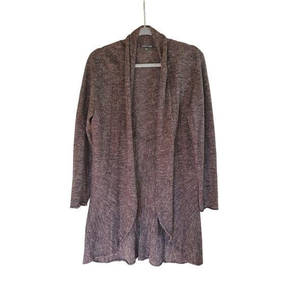 Eileen Fisher Wool Linen Silk Blend Charcoal Grey Knit Cardigan, Size Medium - Picture 1 of 8